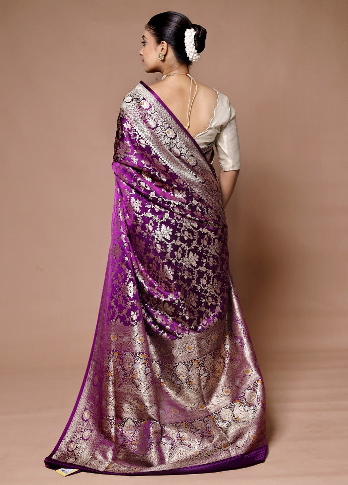 Purple Handloom Uppada Pure Silk Saree With Blouse Piece Clearance Eastbay