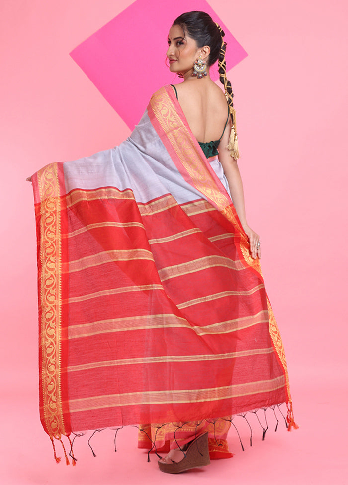 Grey Cotton Saree With Blouse Piece Discount Store