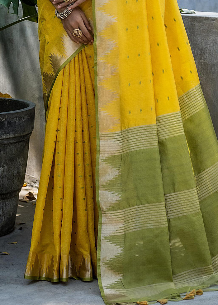 Yellow Tussar Silk Saree With Blouse Piece New Online