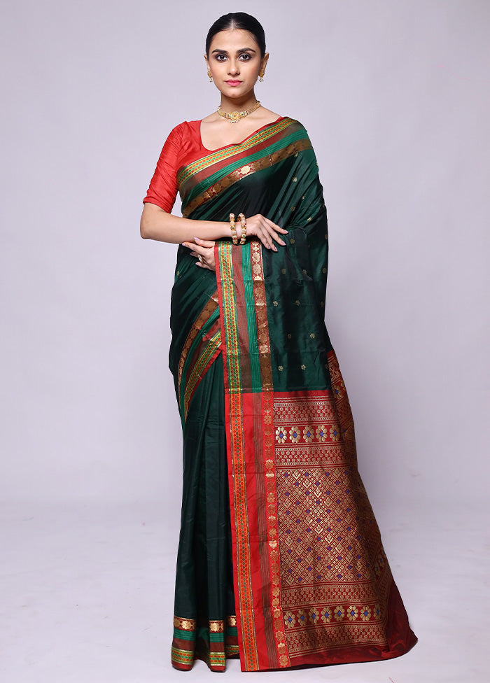 Green Kanjivaram Silk Saree With Blouse Piece Discount Official Site