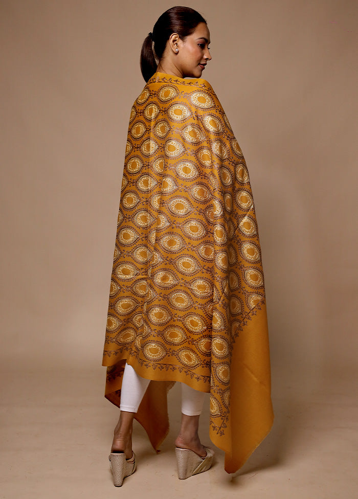 Yellow Butta Work With Zari Woven Border Shawl Enjoy Cheap Pice