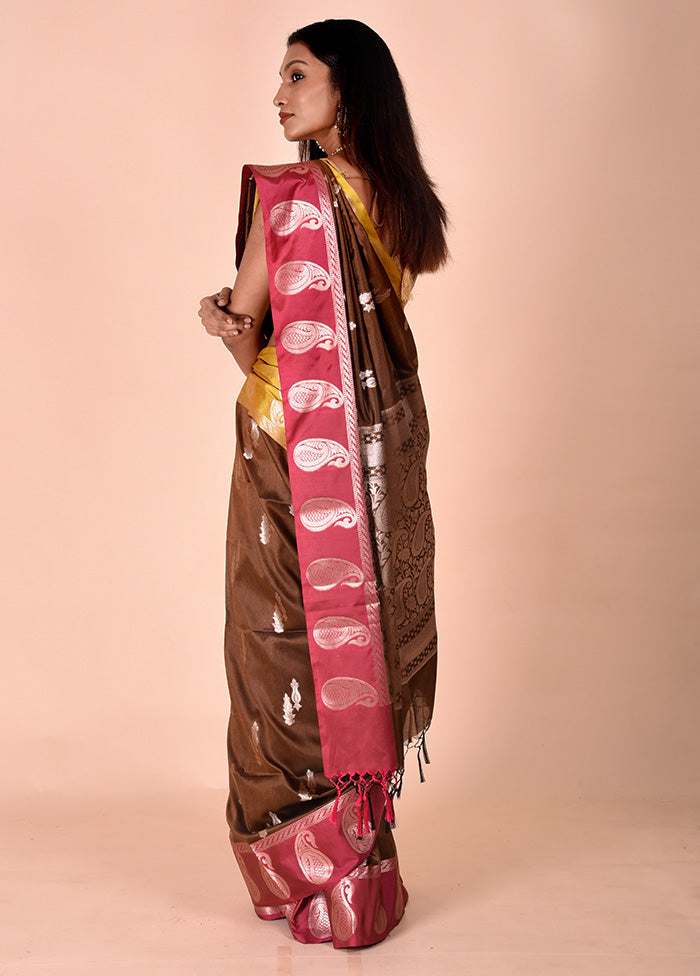 Brown Cotton Saree With Blouse Piece Big Discount Cheap Pice