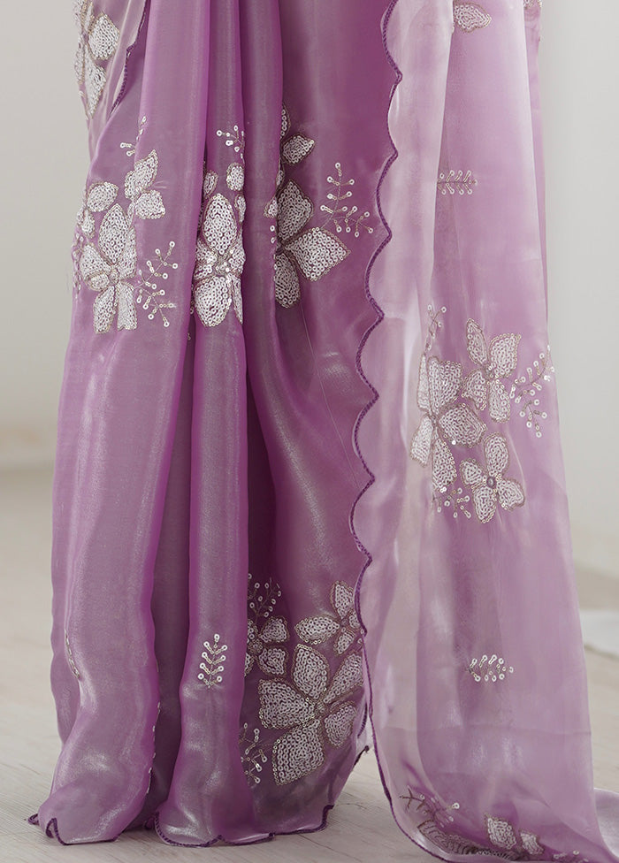 Lavender Spun Silk Saree With Blouse Piece Factory Outlet Cheap Pice