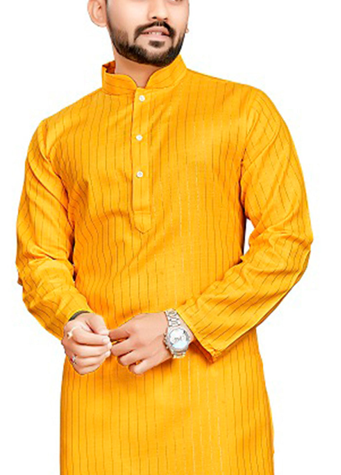 Yellow Pure Cotton Kurta And Pajama Set Cheap Sale Best Wholesale