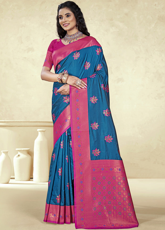 Blue Dupion Silk Saree With Blouse Piece Release Dates