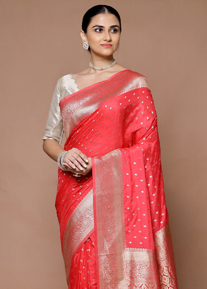 Pink Dupion Silk Saree With Blouse Piece 2025 Unisex