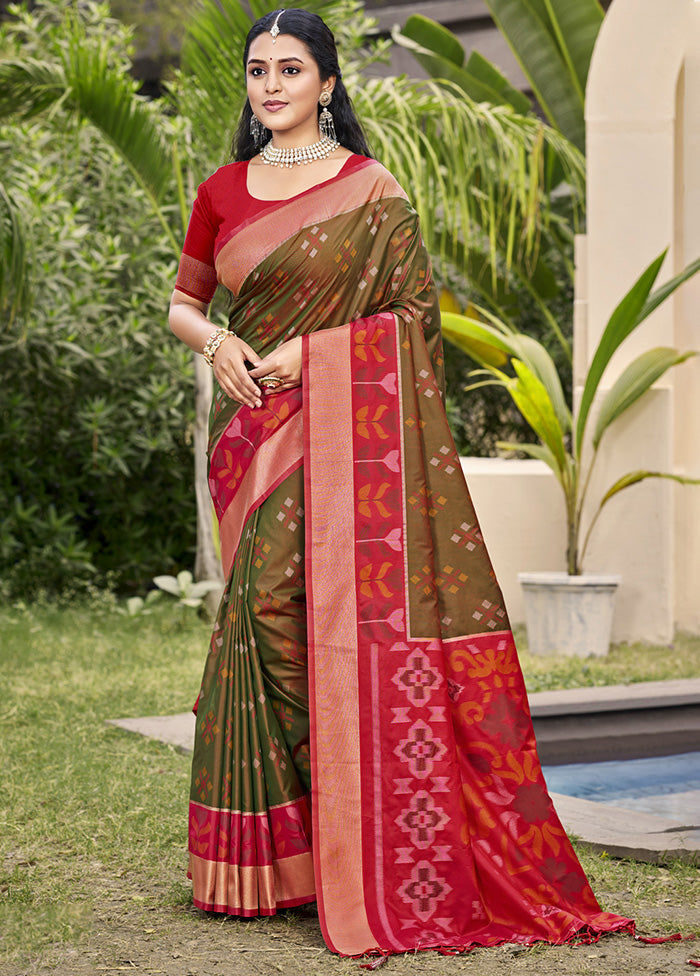 Brown Spun Silk Saree With Blouse Piece Cheap For Nice