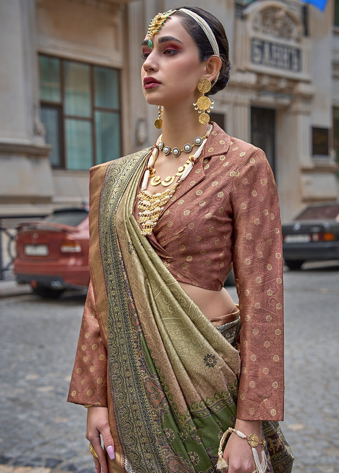 Beige Spun Silk Saree With Blouse Piece Sale Good Selling