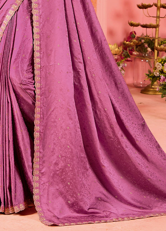 Pink Satin Silk Saree With Blouse Piece 2025 New Cheap Pice