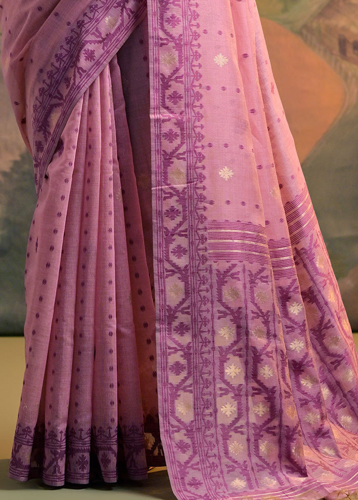 Pink Pure Cotton Saree With Blouse Piece Outlet