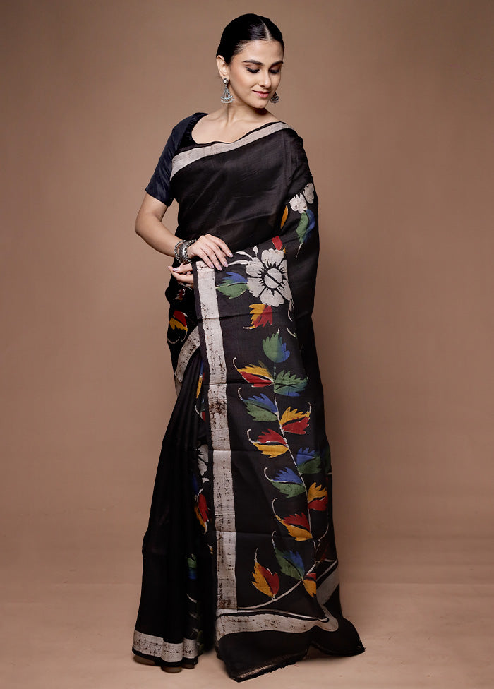 Black Printed Pure Silk Saree Without Blouse Piece With Mastercard Cheap Online