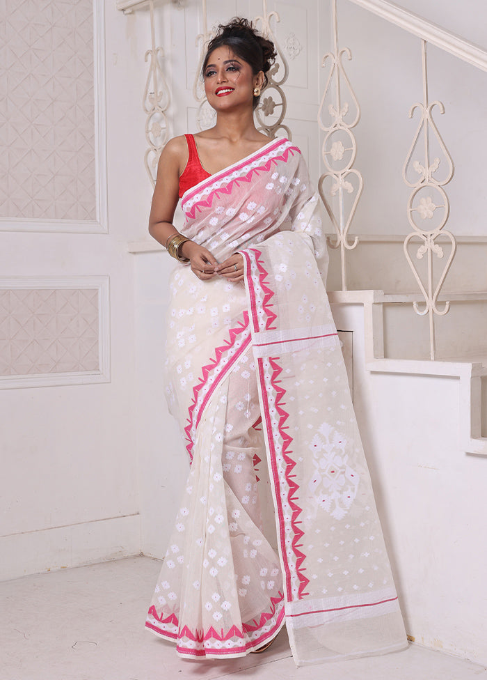 Off White Pure Cotton Texture Saree Without Blouse Piece Free Shipping Discounts