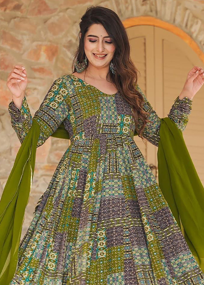 Green Readymade Rayon Dupatta Indian Dress Cheap Sale Professional