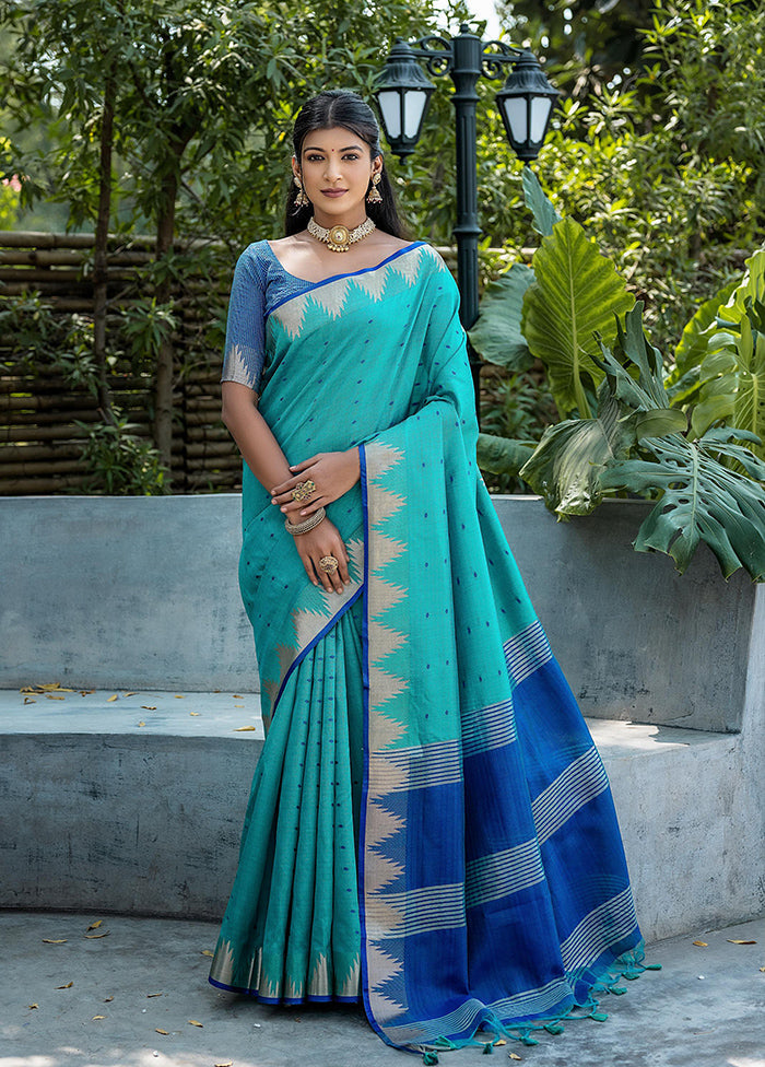 Rama Tussar Silk Saree With Blouse Piece Free Shipping Top Quality