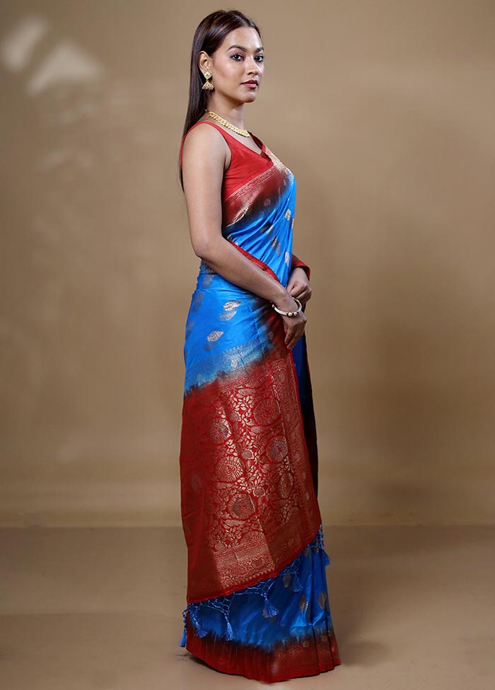 Blue Dupion Silk Saree With Blouse Piece Buy Cheap Huge Surprise