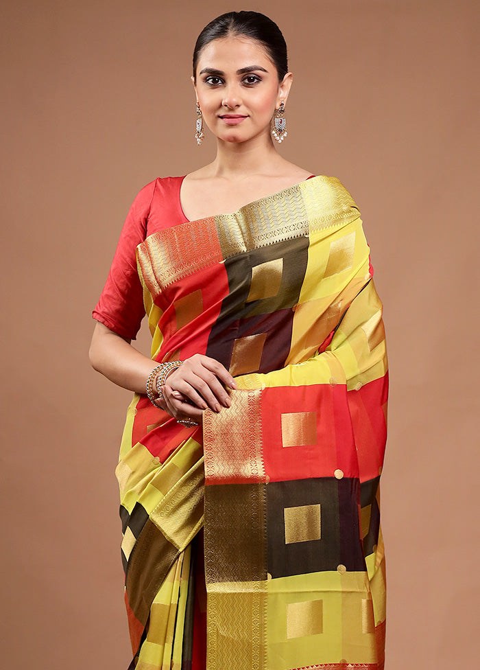 Yellow Kanjivaram Silk Saree With Blouse Piece Free Shipping Browse