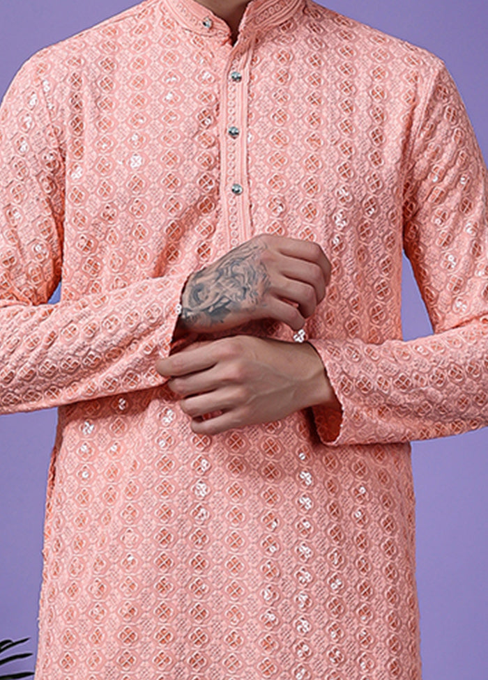 2 Pc Pink Silk Kurta Pajama Set Outlet Sale Online