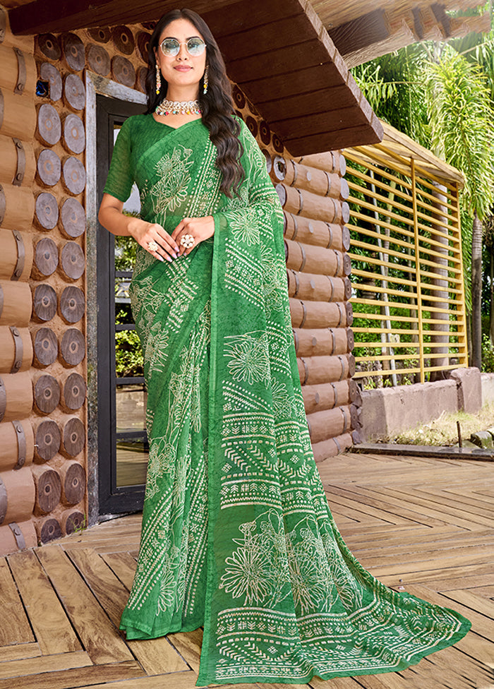 Green Georgette Saree With Blouse Piece View Cheap Pice