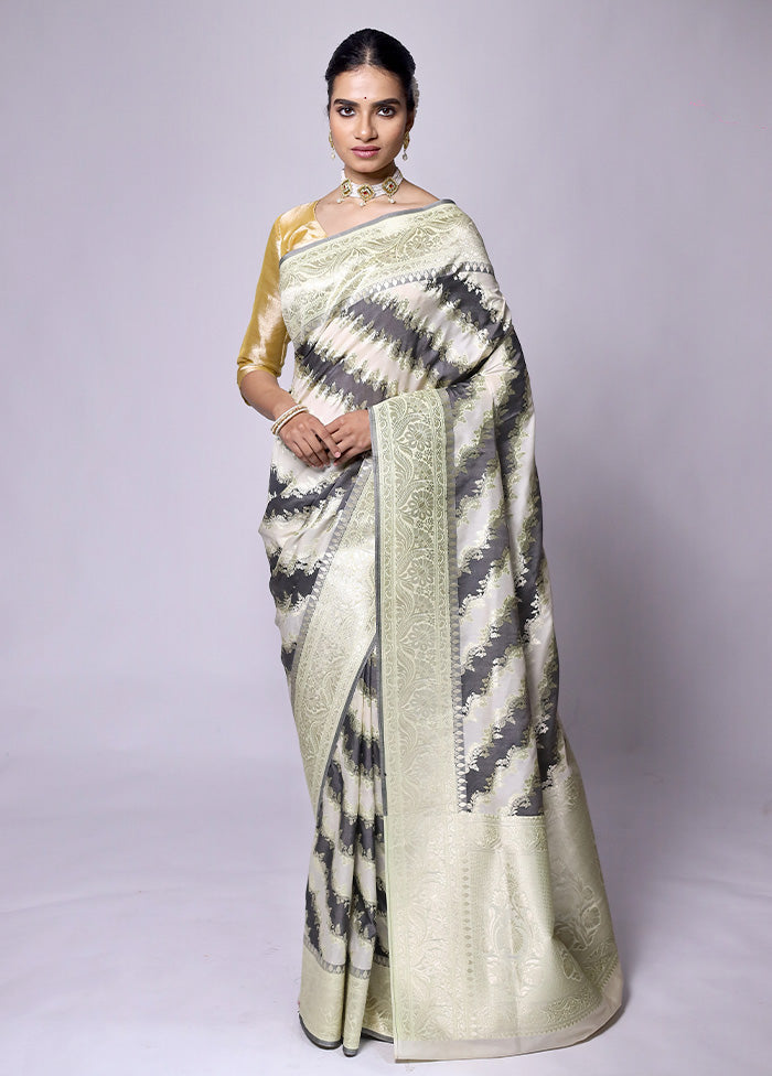 Grey Uppada Silk Saree With Blouse Piece Discount With Mastercard