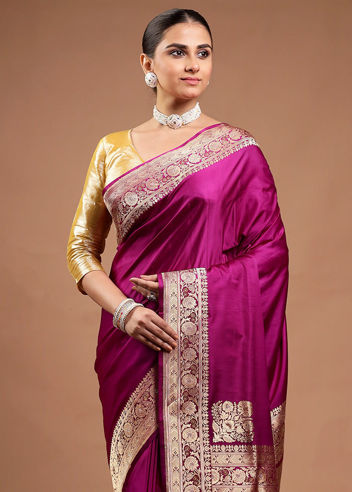 Pink Handloom Katan Pure Silk Saree With Blouse Piece Sale Cheap Online