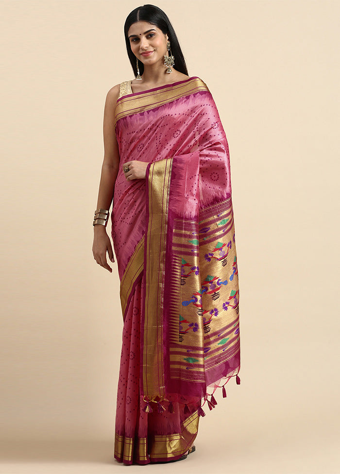 Rani Spun Silk Saree With Blouse Piece Clearance Low Pice