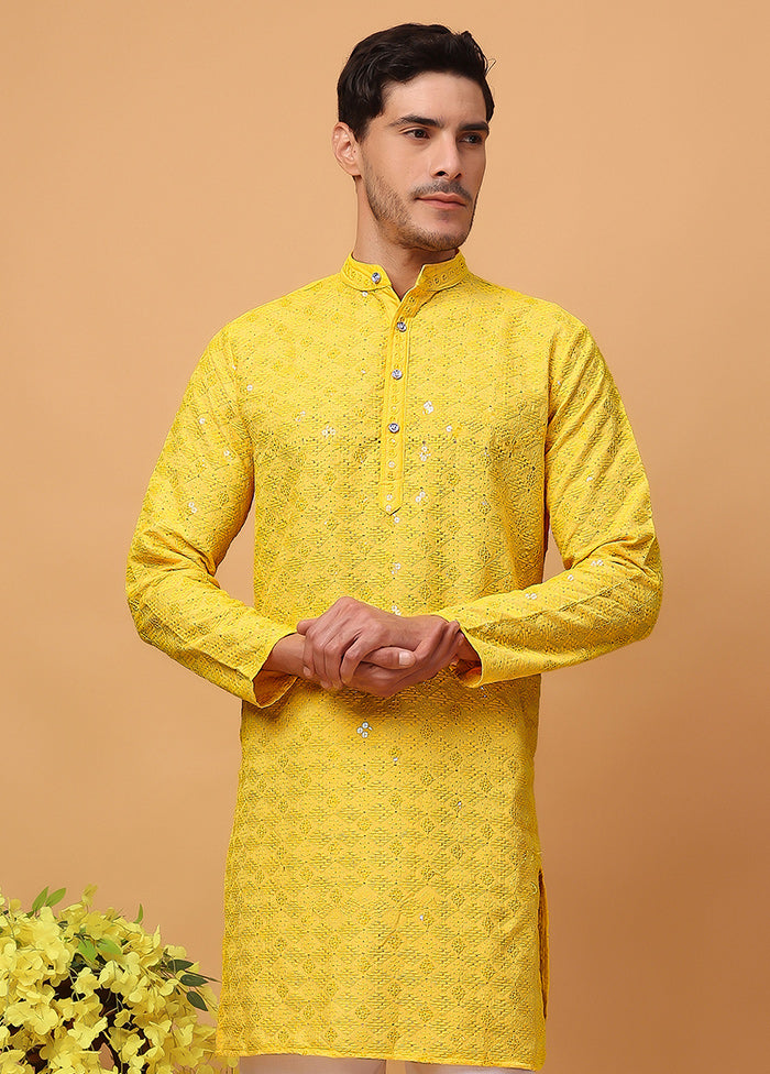 Yellow Viscose Embroidered Kurta Explore Online