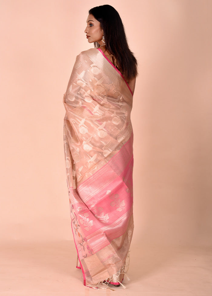 Cream Tissue Silk Saree With Blouse Piece Buy Cheap Sast