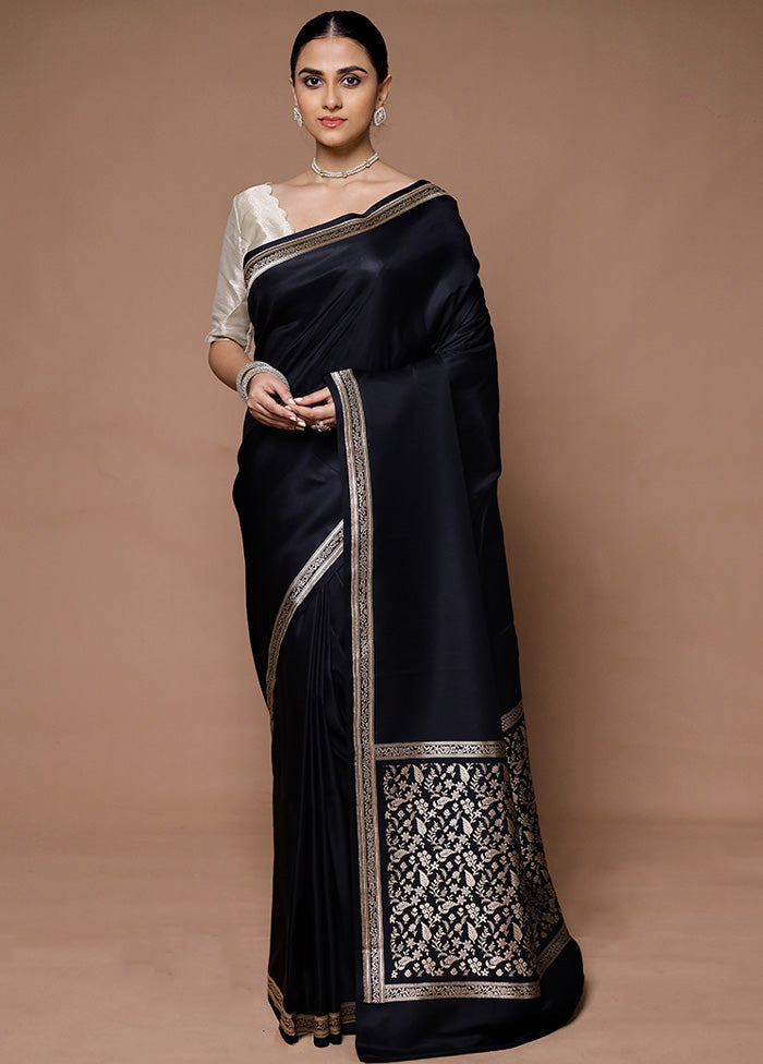 Black Banarasi Silk Saree With Blouse Piece Cheap Get Authentic