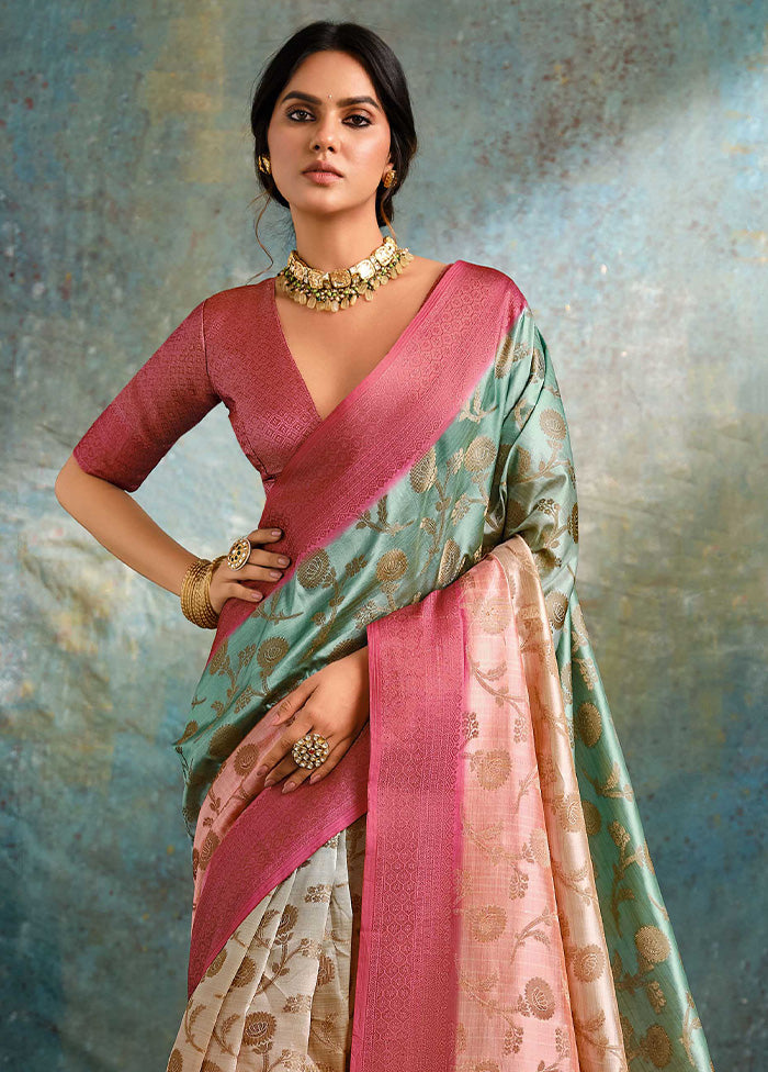 Multicolor Spun Silk Saree With Blouse Piece In China Sale Online