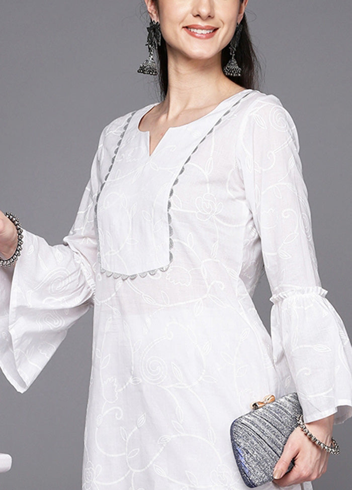 2 Pc White Pure Readymade Cotton Tunic Set Online Online With Mastercard