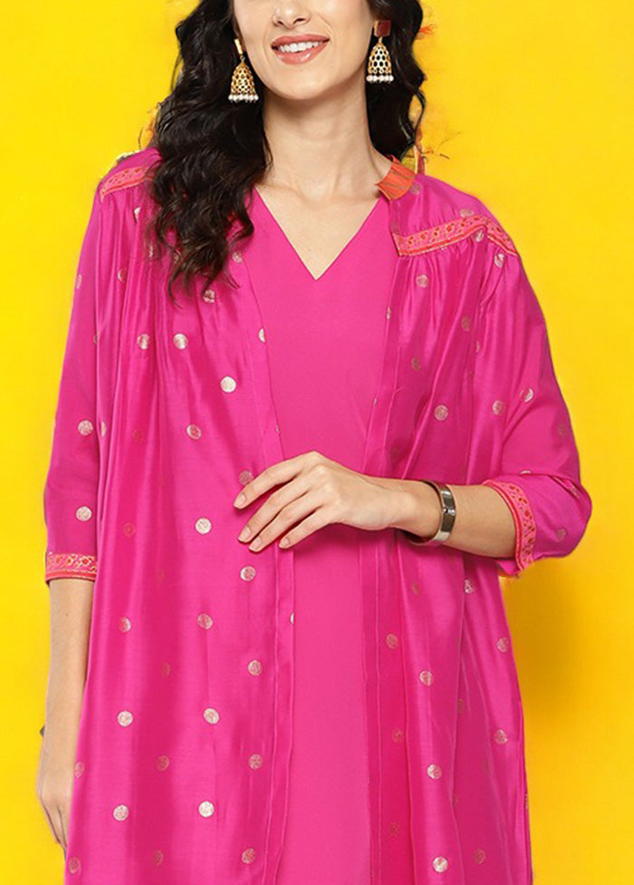 2 Pc Pink Readymade Silk Kurti Set 100% Guaranteed