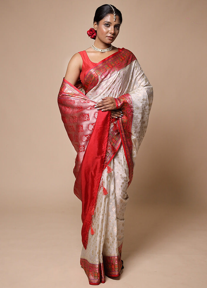 White Georgette Saree With Blouse Piece With Credit Card Free Shipping