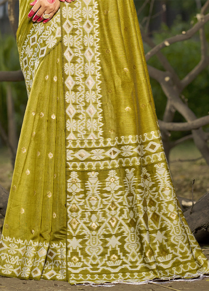 Olive Green Cotton Saree With Blouse Piece Low Pice Fee Shipping Cheap Online