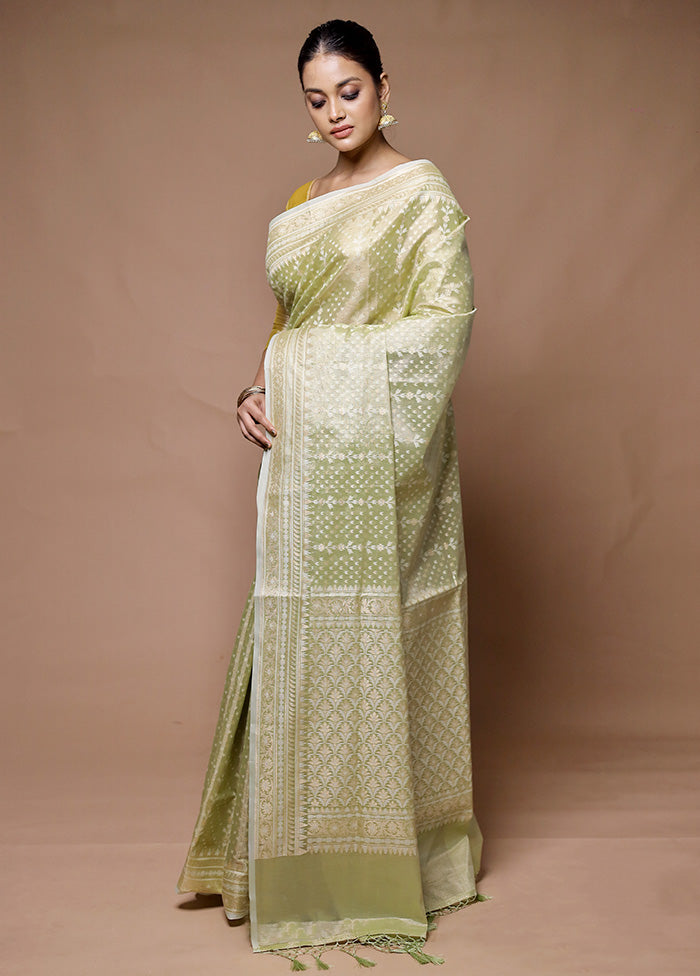 Green Tissue Silk Saree With Blouse Piece Low Pice Fee Shipping Sale Online