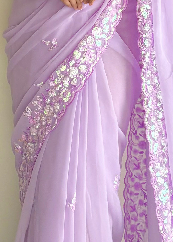 Purple Georgette Saree With Blouse Piece Manchester Great Sale Cheap Pice