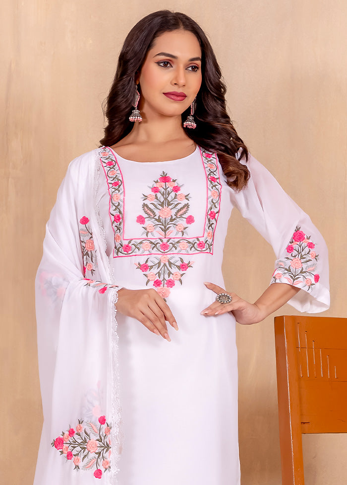 3 Pc White Readymade Georgette Dupatta Suit Set Buy Cheap Largest Supplier