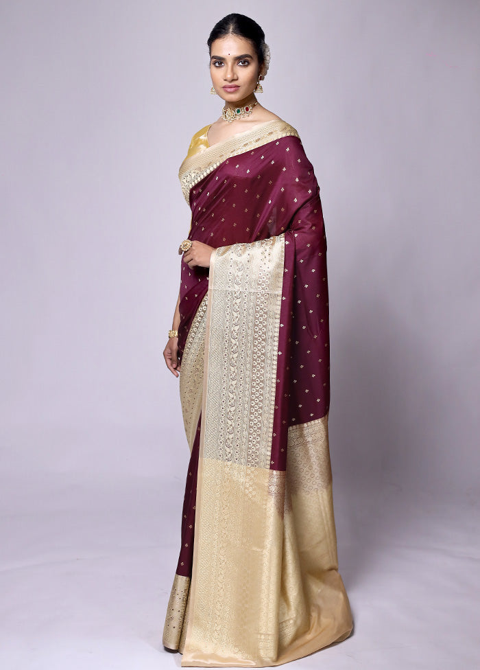 Maroon Dupion Silk Saree With Blouse Piece Pictures Cheap Online