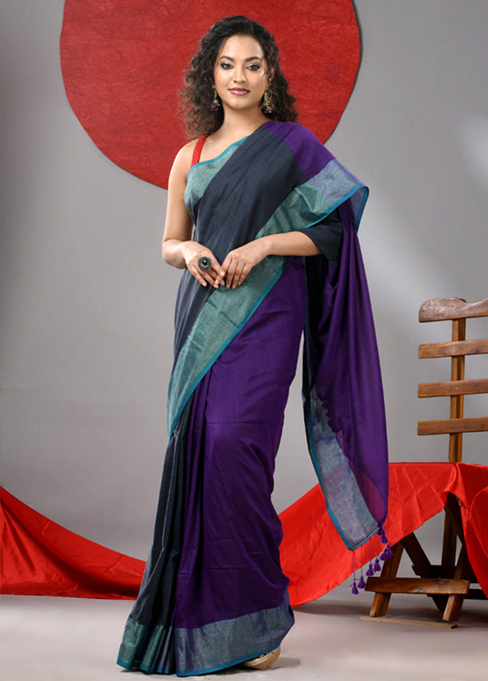 Grey Cotton Saree With Blouse Piece Fashion Style Cheap Online