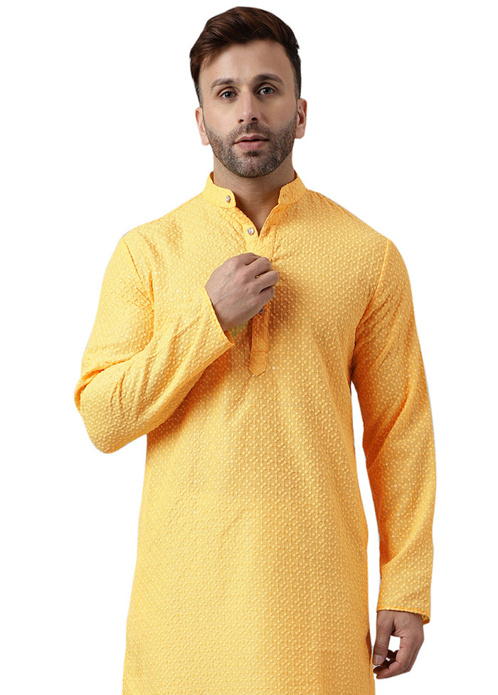 Lemon Silk Embroidered Kurta Buy Cheap Best Store To Get