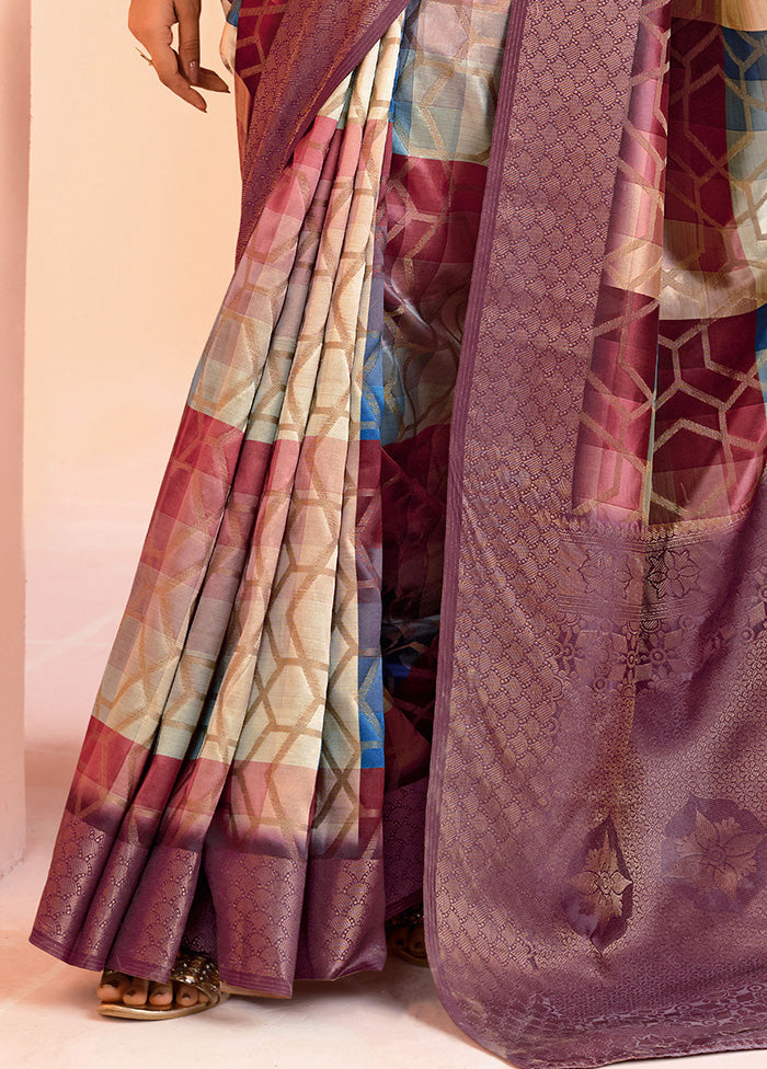 Purple Organza Saree With Blouse Piece Cheap Sale Tumblr