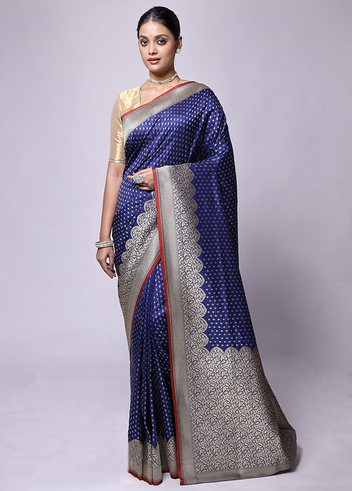 Blue Dupion Silk Saree With Blouse Piece Websites Cheap Pice