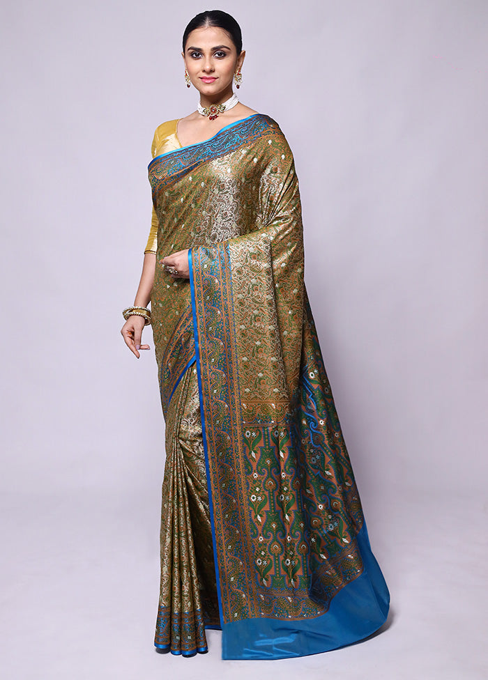 Mehendi Tanchoi Silk Saree With Blouse Piece Discount Online Online