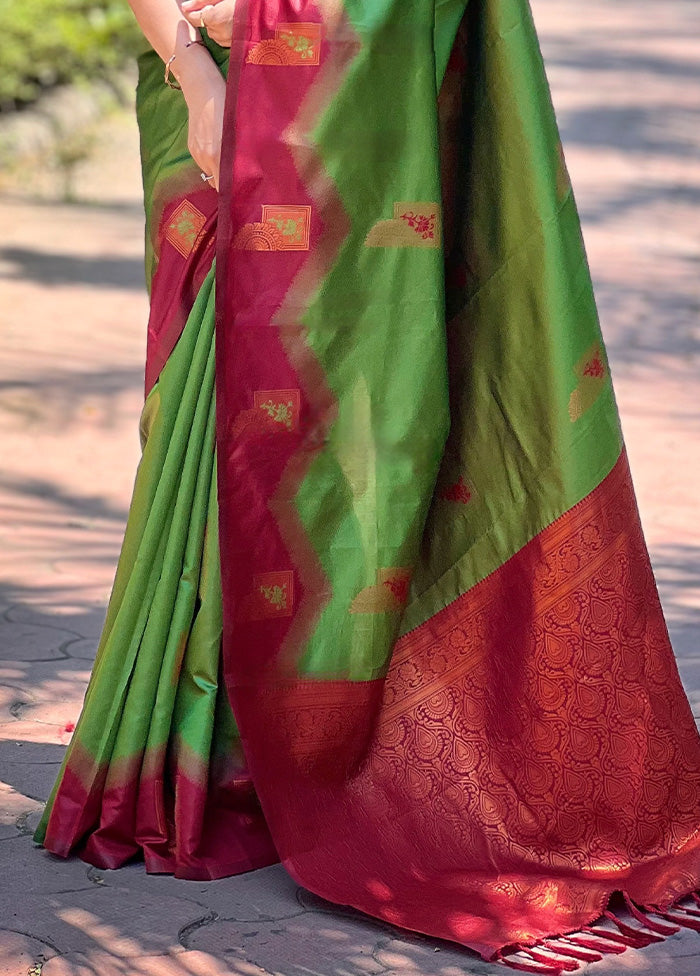 Green Banarasi Silk Saree With Blouse Piece Sale Fake