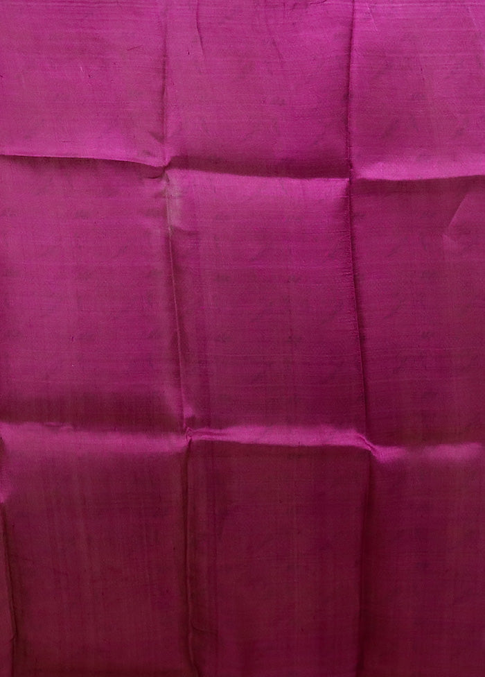 Purple Printed Pure Silk Saree Without Blouse Piece Real Online