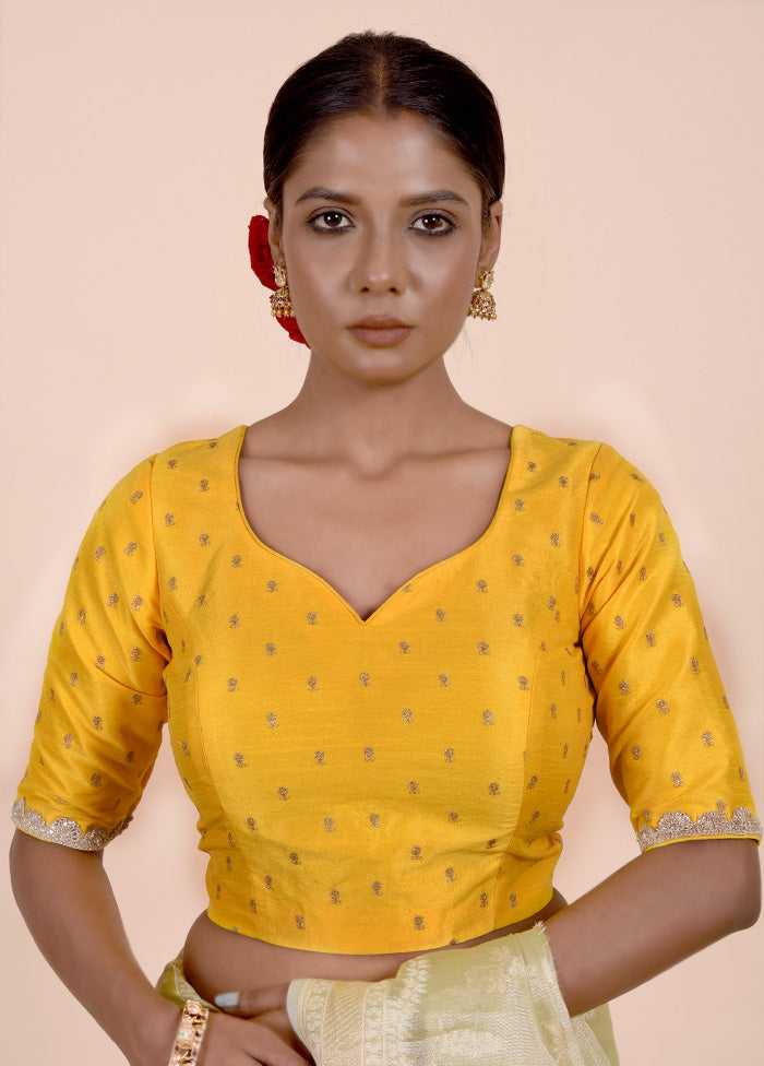 Yellow Dupion Silk Designer Blouse Where To Buy Low Pice