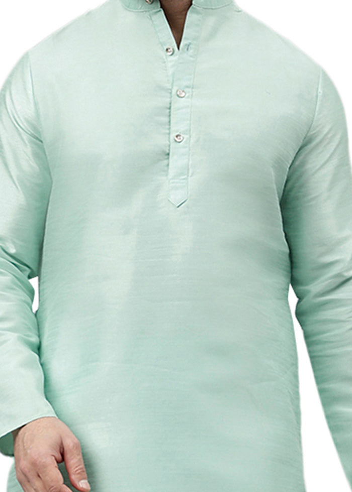 Light Green Dupion Silk Solid Kurta Sale Nicekicks