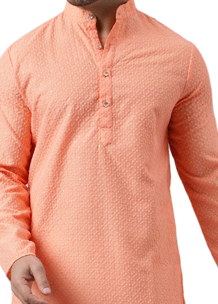 Peach Silk Embroidered Kurta Buy Cheap Browse