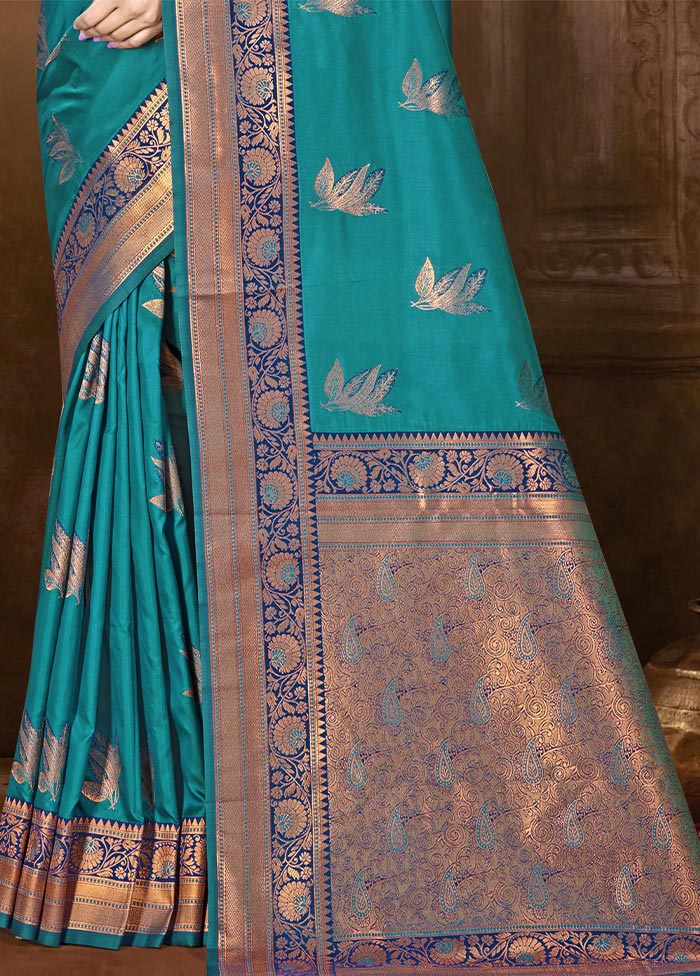 Sky Blue Dupion Silk Saree With Blouse Piece Official For Sale