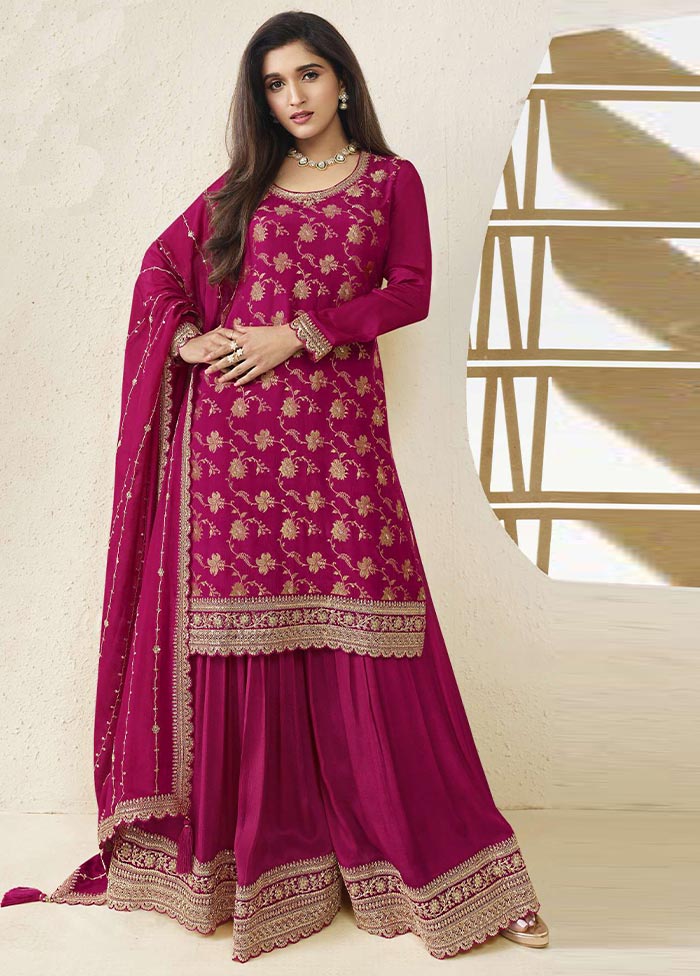 3 Pc Rani Semi Stitched Viscose Suit Set High Quality Buy Online