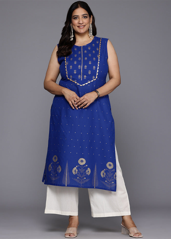 Blue Readymade Cotton Kurti Cheap Sale Free Shipping